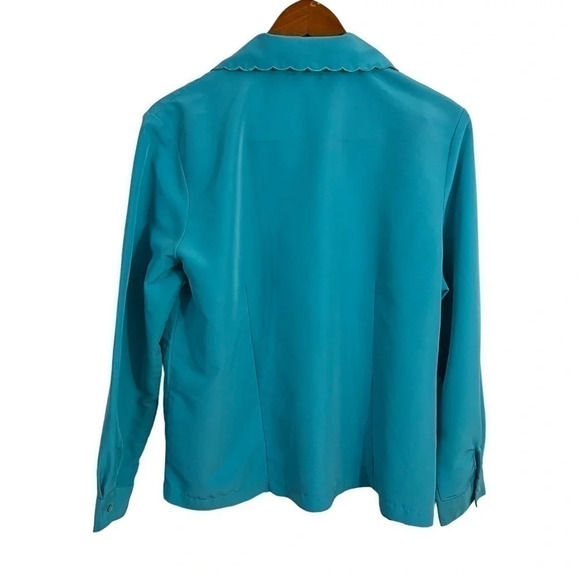 Anthony Richards Blue Button Up 12 Eyelet Cutout Embroidered Flowers Scalloped - Picture 4 of 9